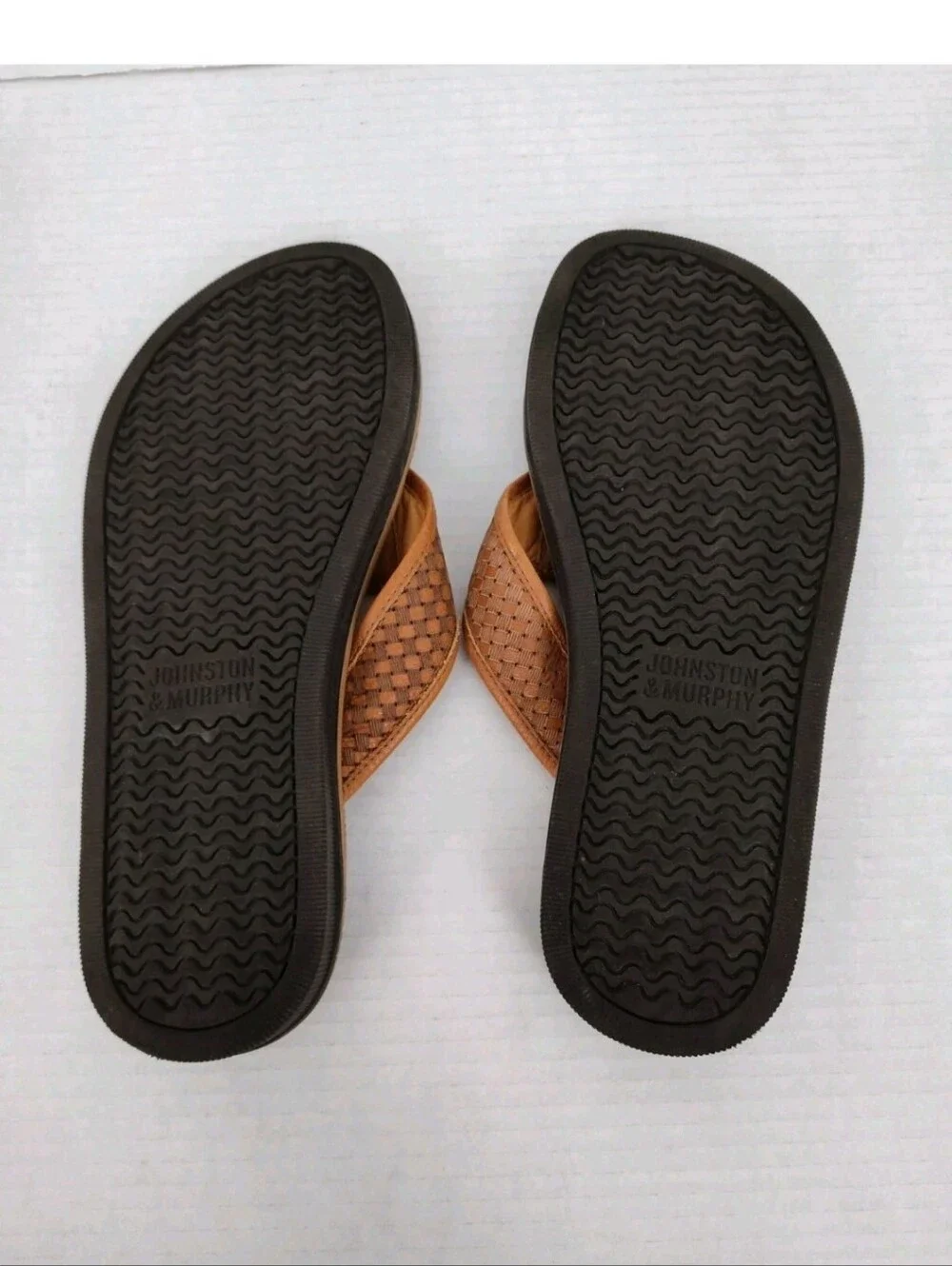 Johnston & Murphy Mens Norris Thong Sandals Cushioned Brown Leather Size 8